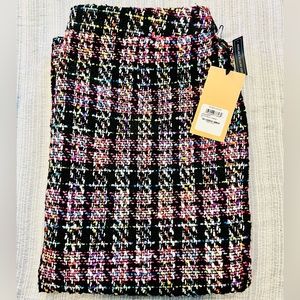 Black/Multi-Color Tweed Midi Pencil Skirt NWT